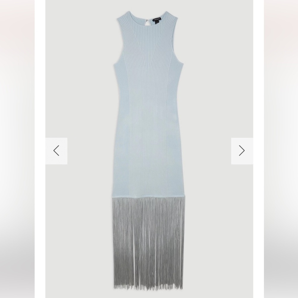 Karen Millen Light Blue Fringe Midi Dress - Picture 4 of 9